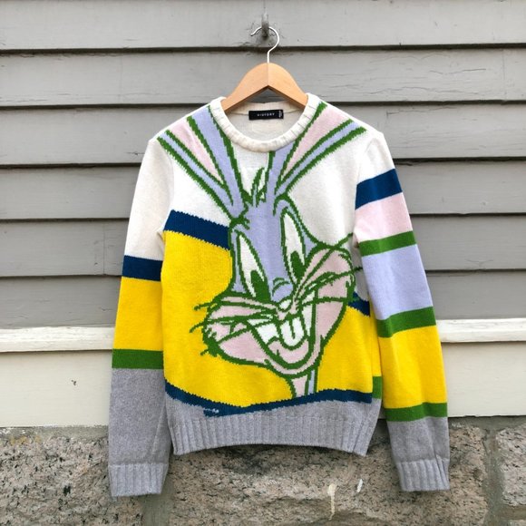 Vtg Gilmar Iceberg History Bugs Bunny Warner Bros 100% Virgin Wool Sweater Italy - Picture 4 of 16